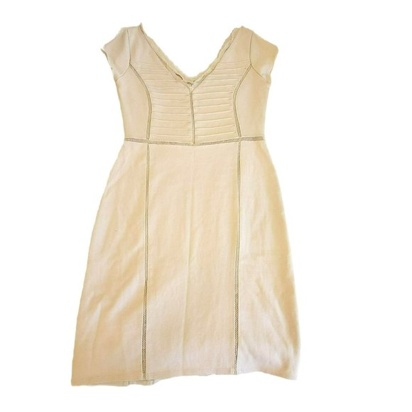 Free People Ivory Beige Mini Bodycon Stunning Perforated Dress Size S LH8108 - Picture 4 of 7